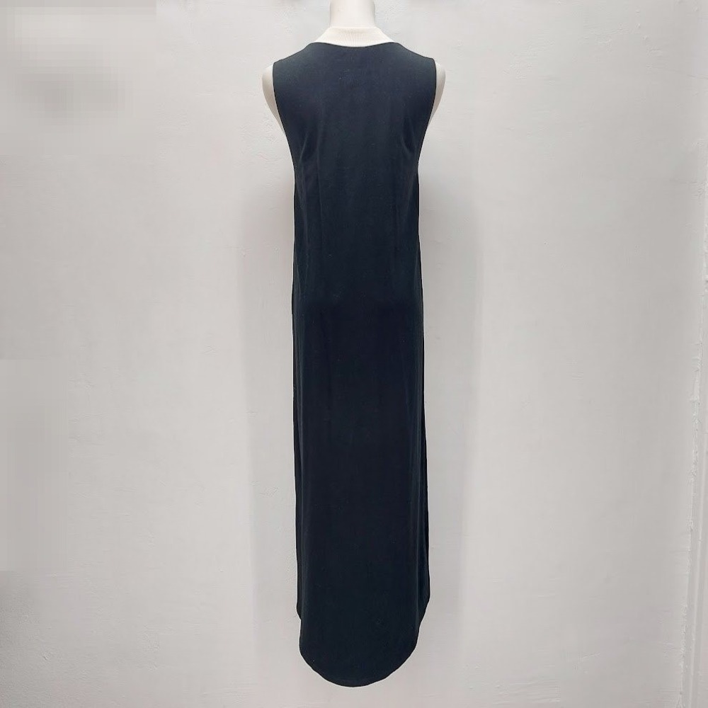Monki Maxi Dress Women's Xs Black Scandi Edgy Contrast Mock Neck Sleeveless View 3